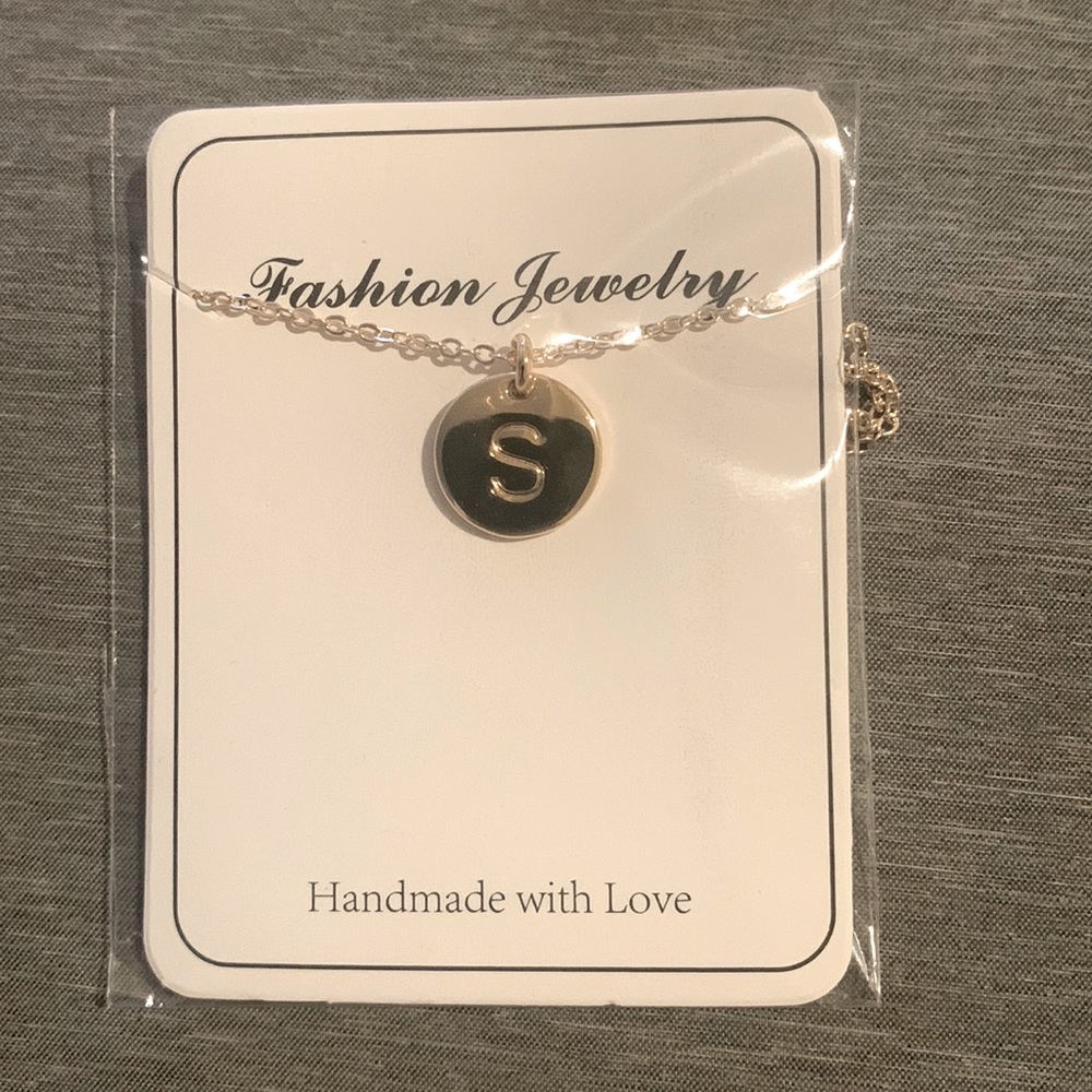 Customized gold S necklace - valentines gift